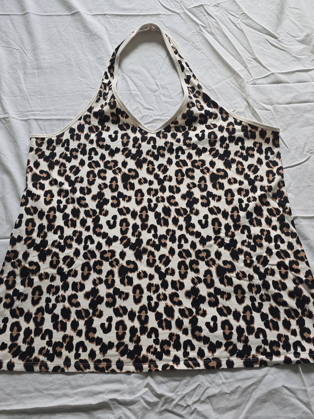 torrid Leopard Print Halter Tank Top - Cream, Black & Brown Trim